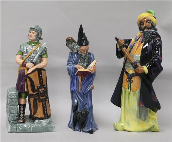 Three Royal Doulton figures: The Centurion, Black Beard and The Wizard